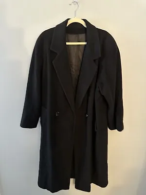 Vintage Regency Cashmere Saks Fifth Avenue Black Womens Long Trench Coat Size 12 • $75