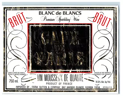 1970's-80's Cafe De Paris Blanc Vintage French Wine Label Original S50E • $17.25