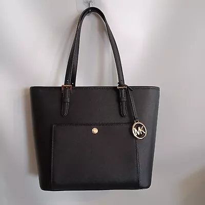 NWOT Michael Kors Jet Set Item Large Snap Pocket Tote Handbag Leather BLACK $228 • $150