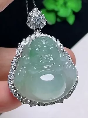 Sale! Vintage Icy Translucent Jadeite Jade Buddha Pendant【Grade A】S925 Silver • $588