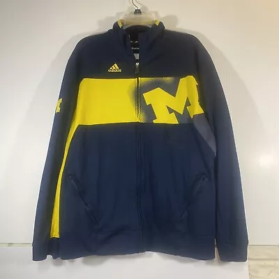 Adidas Climawarm Blue Yellow Full Zip Track Jacket Michigan Wolverines Men’s L • $24.99