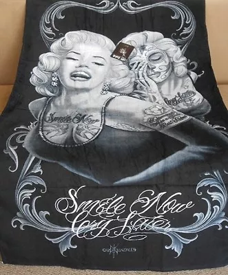 New Towel Marilyn Monroe Smile Now Cry Later Bath Beach Pool Gift Tattoo Design • $22.95