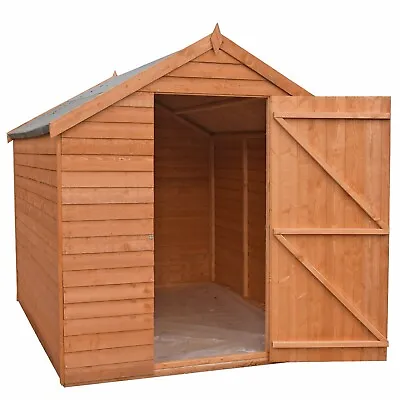 8x6 GARDEN SHED APEX ROOF FLOOR WINDOWLESS WOOD TOOL BIKE STORE DIP TREATED • £419.94