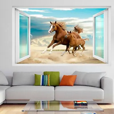 £15.99 • Buy Horses Mare And Foal 3D Wall Art Sticker Mural Decal Kids Room Home Decor GR6