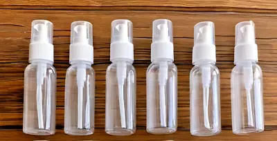 (6) 2 Oz Reusable Plastic Travel Spray Bottle Clear Lid Cosmetic Empty Mist TSA • $7.49