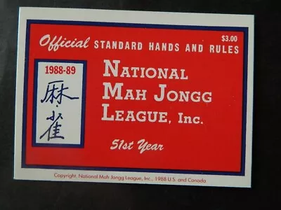 1988-89  National Mah Jongg League Rules  Game Card • $15.95