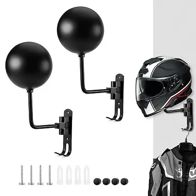 2 Pack Motorcycle Helmet Holder With Double Hook 180 Degree Rotation Wall Mount  • $19.99