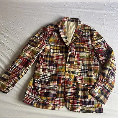 Vintage Polo Ralph Lauren XL Men's Madras Patchwork Plaid Blazer Sport Coat • $149.99