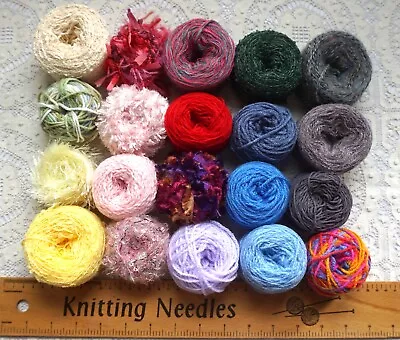 500 Gm Mixed Lot D🌸 20 Odd Ball Of Knitting Wool/Yarn 🌸  Multicolours Textures • £12.75