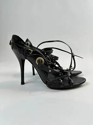 GUCCI Vintage Leather Gladiator Style Heels W/gold Hardware Size 8.5B • $200