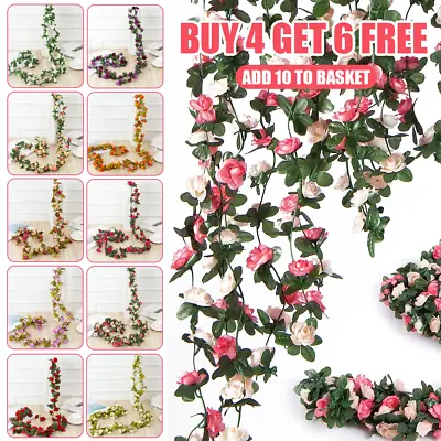 45 Flowers 8Ft Artificial Flower Rose Fake Hanging Garland Party Wedding Decor • £2.29