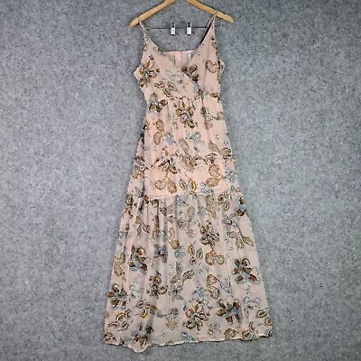 $27.95 • Buy Miss Mango Womens Dress Size 12 Beige Floral Sleeveless Maxi Summer Spring 3883