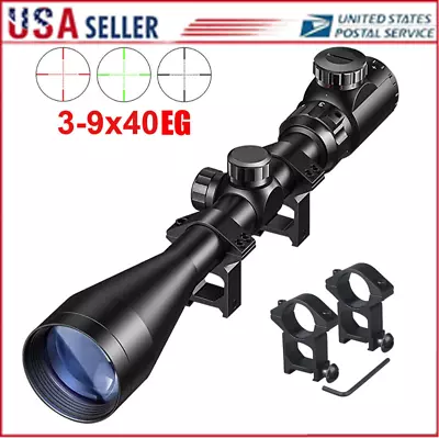 3-9x40EG Hunting Rifle Scope Red Green Illuminated Reticle Sights W/Rail Mount Q • $29.99