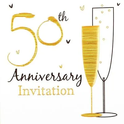 £4.25 • Buy 50th Anniversary Golden Wedding Invitations Invites With Envelopes - 6 Pack