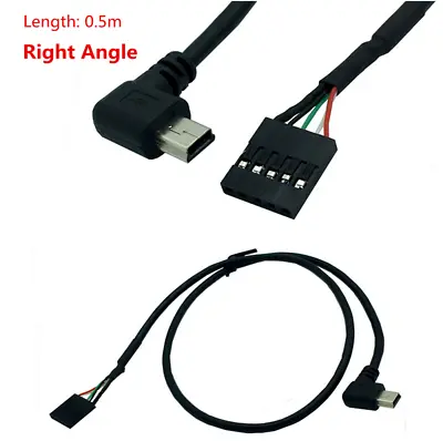 £3.90 • Buy Right/Left Angle Mini 5pin Male To 2.54 USB Header Motherboard 5pin Female Cable