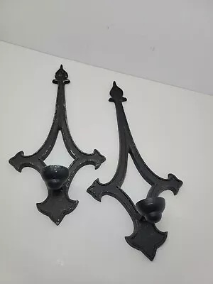 Pair Of Gothic Aluminium Candle Sconces. Great Accent Pieces. 17 X 8  • $38