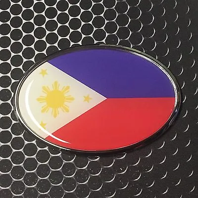 $10.99 • Buy Philippines Oval Flag CHROME Emblem Proud Car Domed Sticker 3D 3.25 X 2.25  
