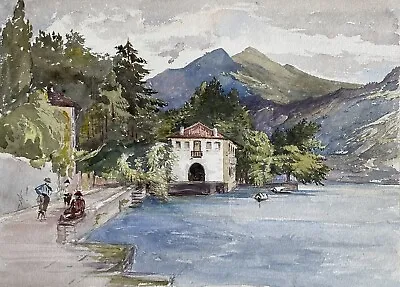 Original Antique Watercolour Painting 19th Century | Tremezzo Lake Como Italy • £40