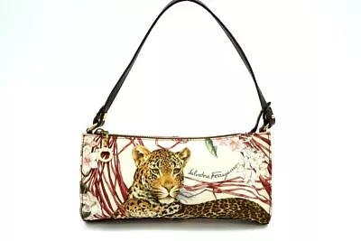 Salvatore Ferragamo Shoulder Handbag Accessory Pouch Gancini Nylon Brown 7966h • $435.36