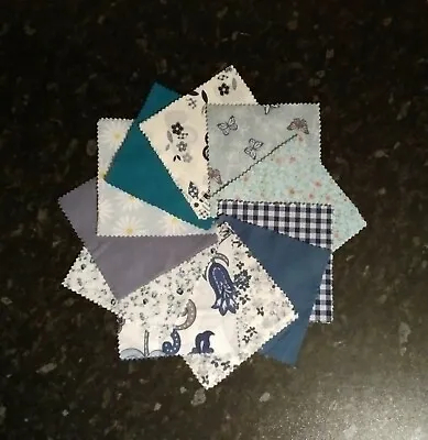 BLUE BUTTERFLY Charm Pack 5  X 5  Fabric Squares Cotton -40- Quilting Patchwork • £8.50