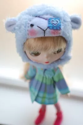 Blythe Animal Hat With Fur Chin Strap Pirate Blue  Middle Blythe LalaTroop • $49