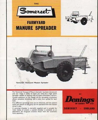 Denings Somerset Farmyard Manure Spreader Brochure Leaflet • £5.50