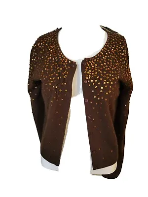 Miss Me Size M Womens Cardigan Sweater Sequins Button Front Gold • $8