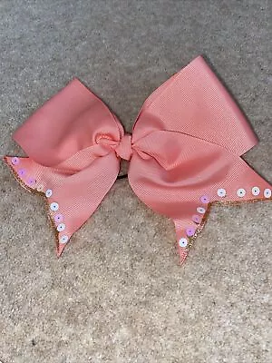 Cheerleading Style Big Chunky Hair Bow Peach • £0.99