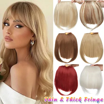 UK Hair Bangs Clip In On As Human Hair Fringe Extensions Natural False Hairpiece • £3.68