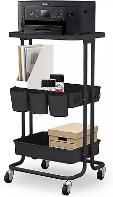 3-Tier Rolling Storage Organizer With Tabletop And 3 Small Baskets - Mobile Util • $47.80