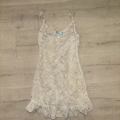 Y2K Victorias Secret The Lace White Lace Sheer Babydoll Slip Dress Size Small • £11.39