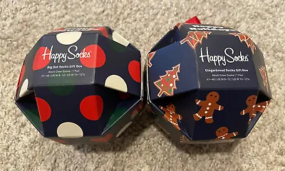 NEW Lot Of 2 Happy Socks Christmas Socks Gingerbread Dots FREE Shipping • $10.49