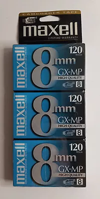 Maxell 8mm GX-MP 120 Minute Camcorder Tapes High Quality Video 3-Pack SEALED • $20