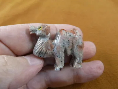 Y-CAM-26) Gray CAMEL Camels Desert Dromedary SOAPSTONE FIGURINE Gemstone Carving • £8.54