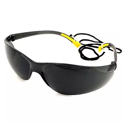 Safety Sun Glasses Smoke Lens Lightweight Eye Protection Specs With Cord • £6.39