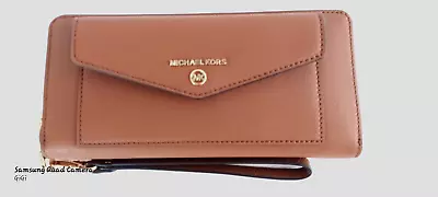 Michael Kors Charm Large Leather Travel Pocket Wallet $ 168 Luggage Color Nwt • $59.99