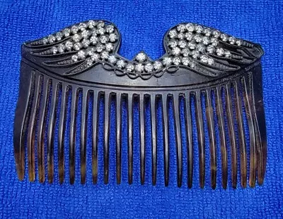 Vintage Strass Celluloid Rhinestone 4.625  Hair Comb -  Brown Tortoise Shell. • $60