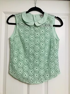 ASOS Mint Green Cut Out Sleeveless  Top Peter Pan Collar  2 XS • $26