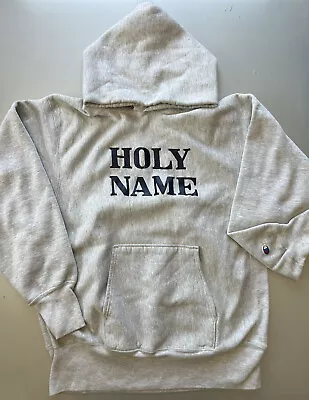 $269.97 • Buy Vintage 80s Champion Holy Name Reverse Weave Hoodie Made In USA Sweatshirt Sz L