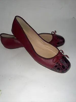 J Crew $138 Lily Cap-Toe Ballet Flats Sz 9 Burgundy Shoes G7843 • $39