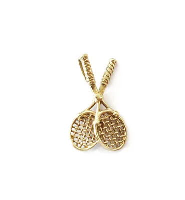 $133.99 • Buy 14K Yellow Gold Tennis Racket  Pendant Necklace Charm ~0.9g