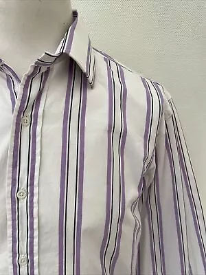 Polo Ralph Lauren  CURHAM  Shirt - Lilac Mix Striped Custom Fit Cotton - 16  41 • £11.99