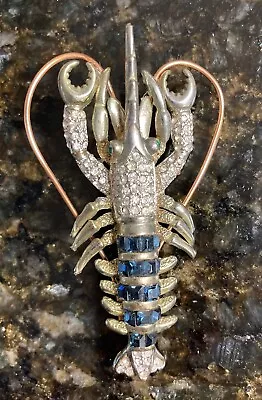 Vtg 3 Mixed Metals 2 Color Stones Lobster Pin Brooch Unsigned Green Stone Eyes • $36