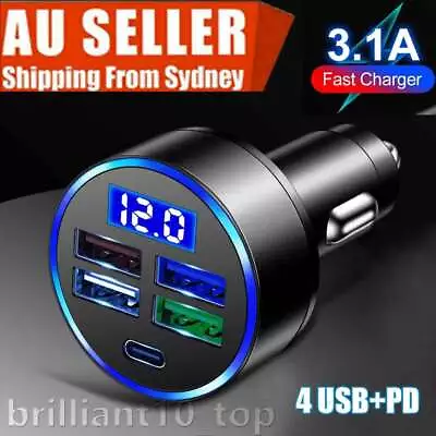 4X USB PD 15W Type-C Car Charger Fast Charge Adapter For IPhone 13 12 11 Pro Max • $10.06