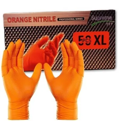 Heavy Duty  Black & Orange Nitrile Powder Free Non Latex Mechanic Working Gloves • £94.99