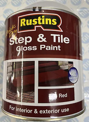 #Rustins Quick Dry Step And Tile Paint Gloss Red 2.5 Litre Hard & Durable Finish • £39.99
