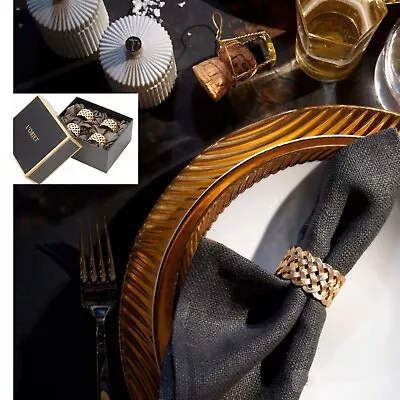 L'Objet Napkin Rings Braid Gold - Set Of 4 • $149.99