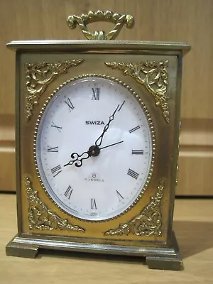 Vintage Swiza Decorative 8 Day Alarm Clock 7 Jewels • £10.50