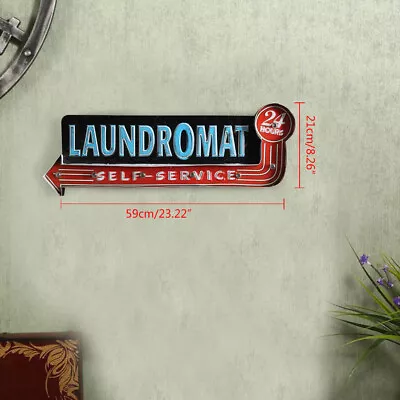 Laundry Shop Art Wall Decoration Vintage LED Light Metal Hanging Sign LAUNDROMAT • $41