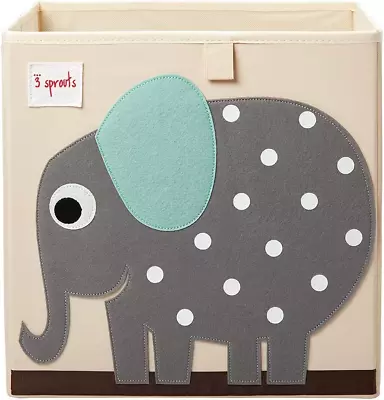 3 Sprouts Cube Storage Box - Organiser Container For Kids & Toddlers Elephant • £14.99
